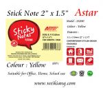 Astar 1.5 x 2" Yellow Sticky Note Paper 